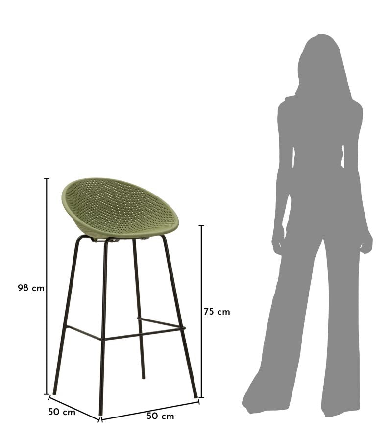 Sgabello bar ibiza verde set 2 pz cm 50x50x98 (altezza seduta cm 75)