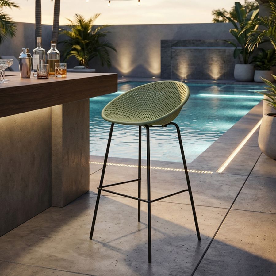 Sgabello bar ibiza verde set 2 pz cm 50x50x98 (altezza seduta cm 75)