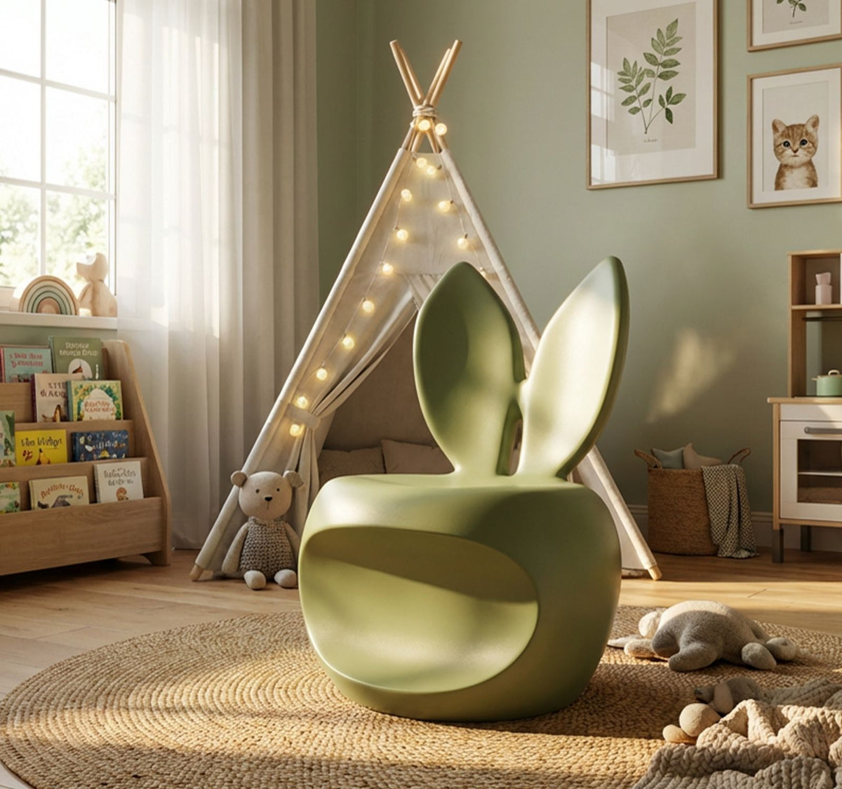 Sedia bunny verde cm 57x55x79 (altezza seduta cm 39)