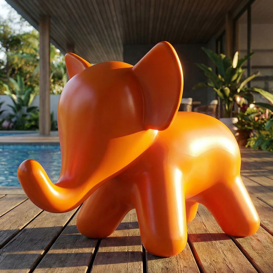 Sgabello elephant arancione cm 86x46x56