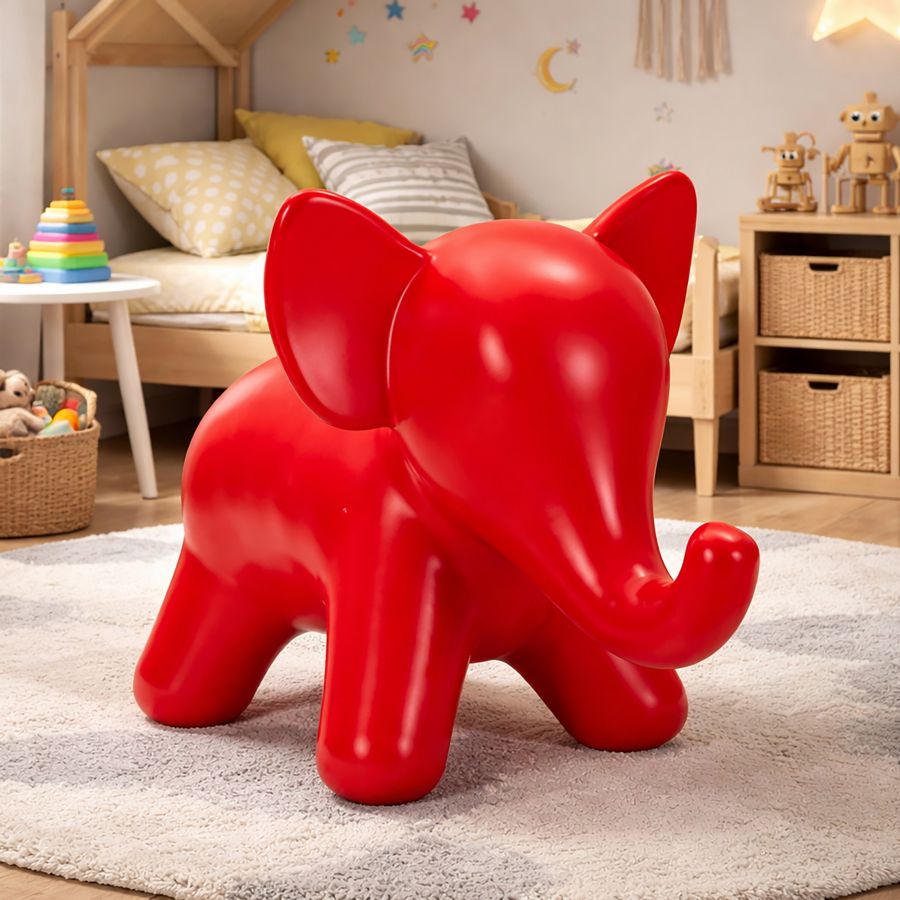 Sgabello elephant rosso cm 86x46x56