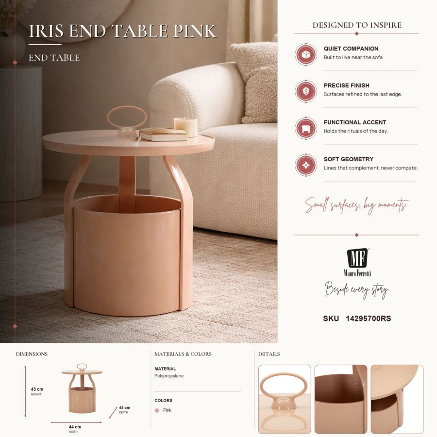 Tavolinetto p/giornali iris rosa cm ø 44x43