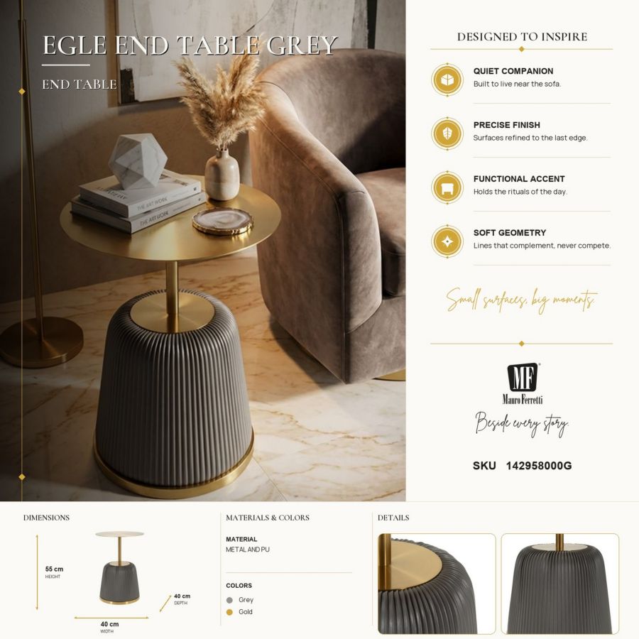 Tavolinetto egle grigio cm ø 40x55