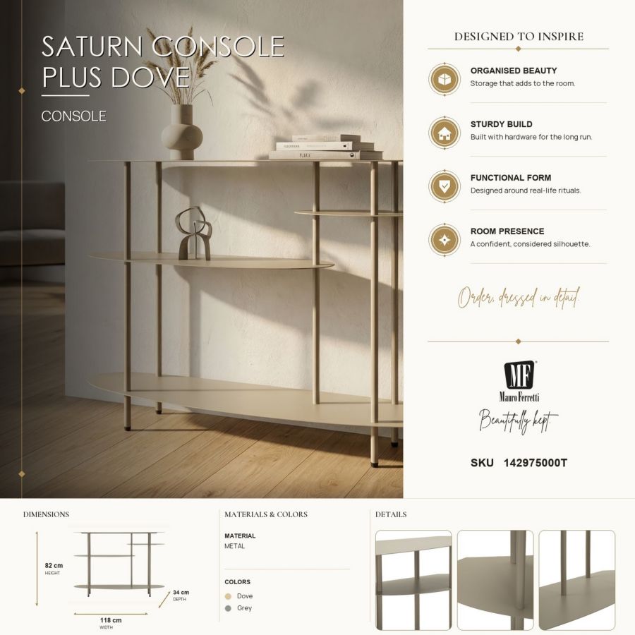 Console saturno plus tortora cm 118x34x82