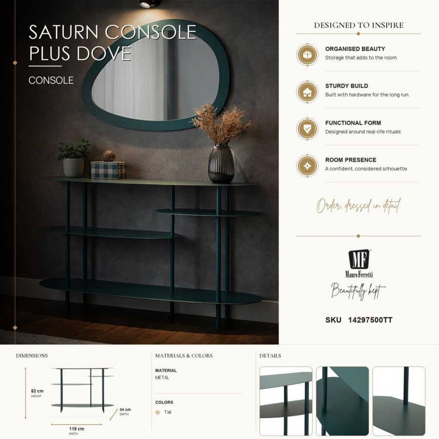 Console saturno plus ottanio cm 118x34x82