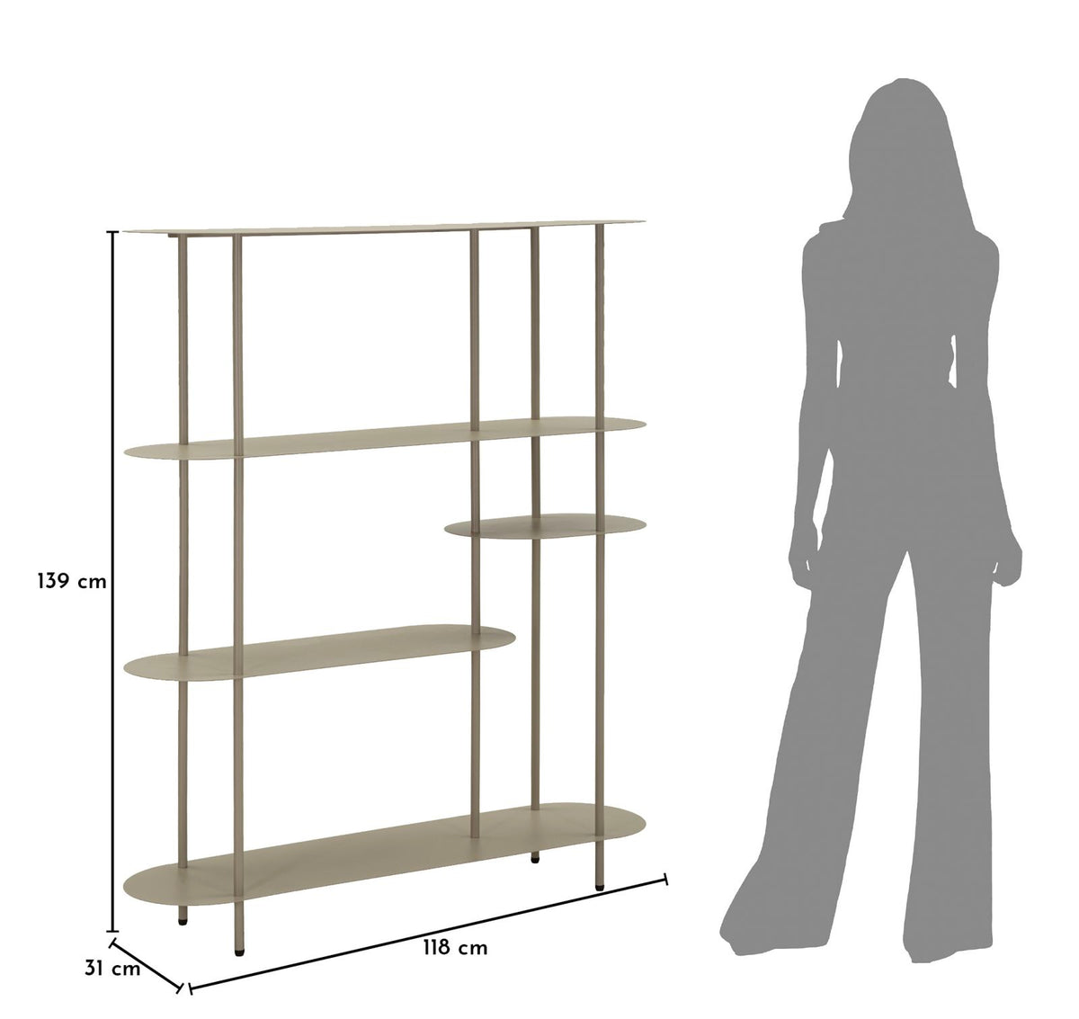 Libreria saturno tortora cm 118x31x139
