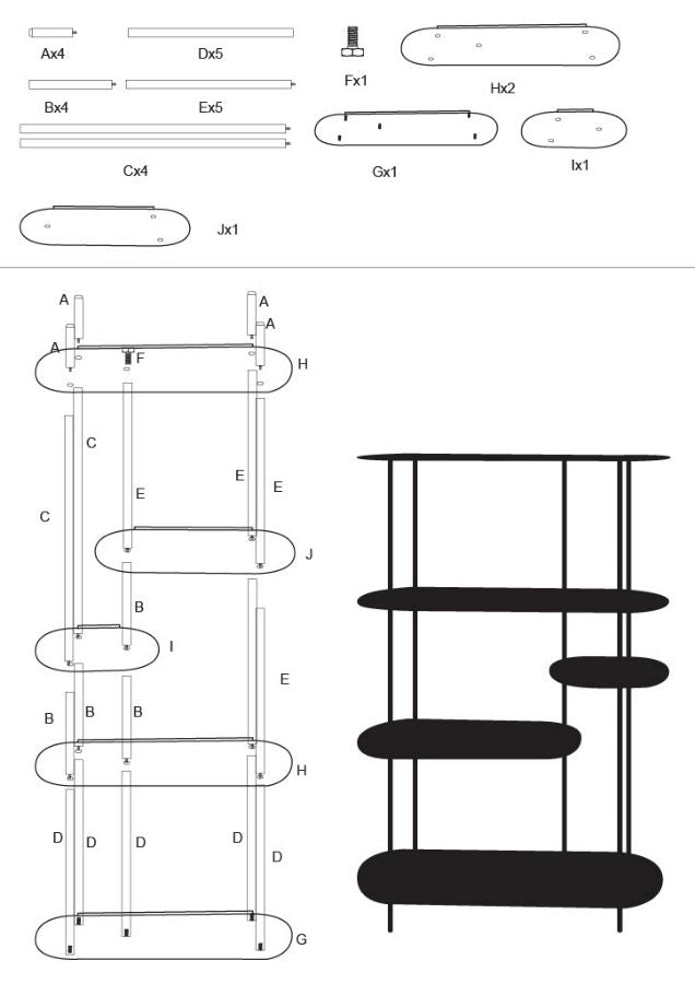 Libreria saturno ottanio cm 118x31x139