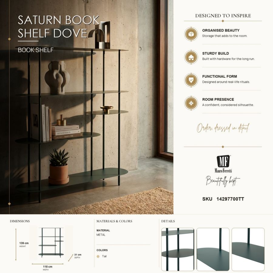 Libreria saturno ottanio cm 118x31x139