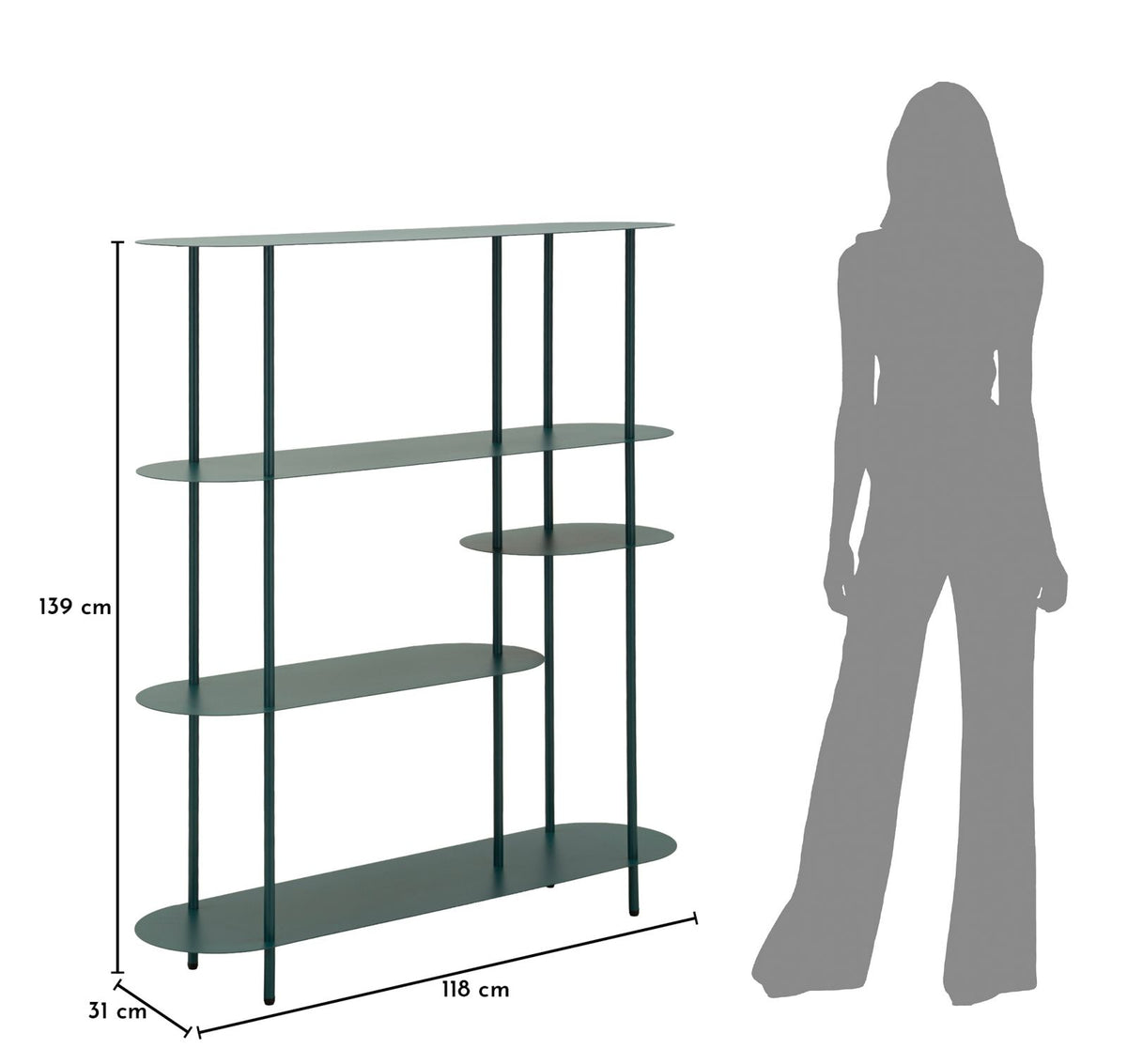 Libreria saturno ottanio cm 118x31x139