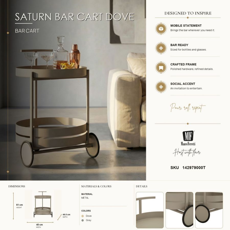 Carrello saturno tortora cm 40x49,5x61