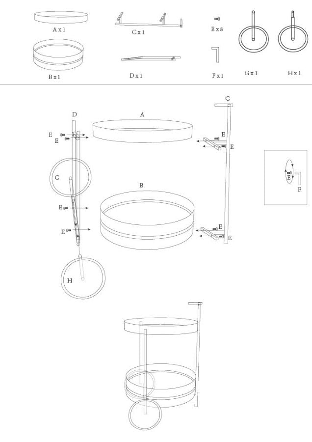 Carrello saturno ottanio cm 40x49,5x61