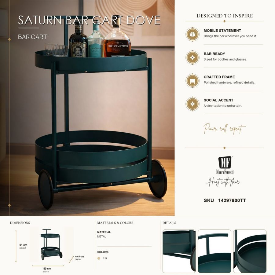 Carrello saturno ottanio cm 40x49,5x61