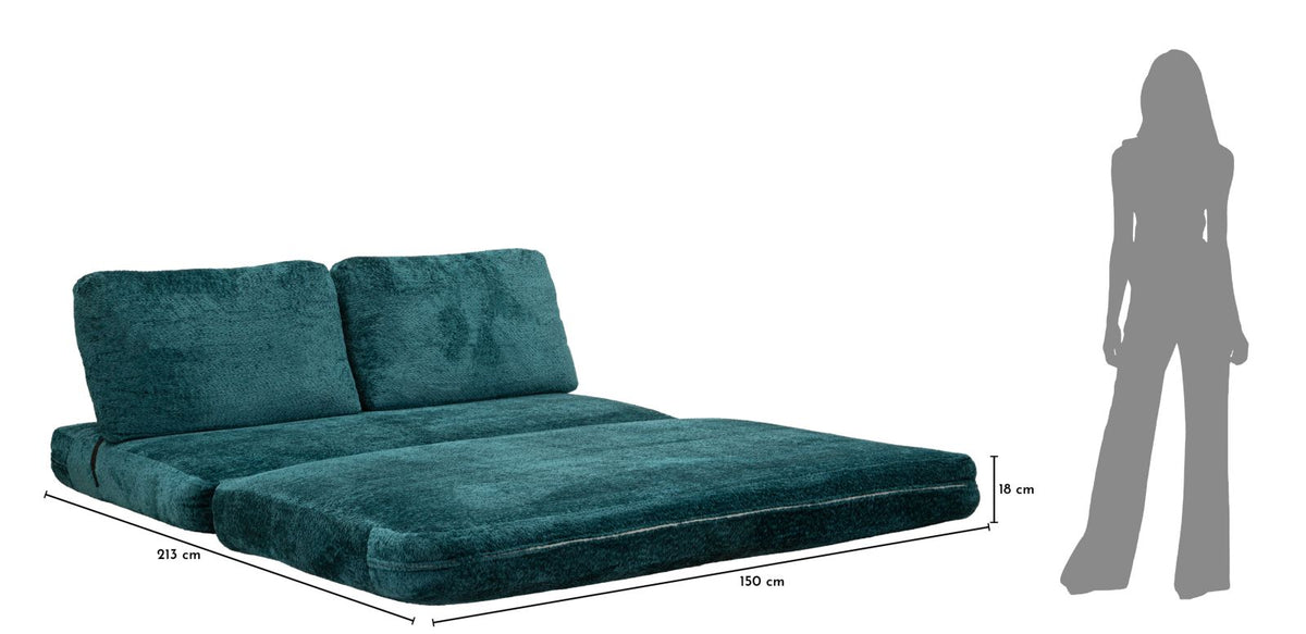 Divano/letto faster petrolio cm 150x100x80 (compresso-misura letto cm213x150x18)
