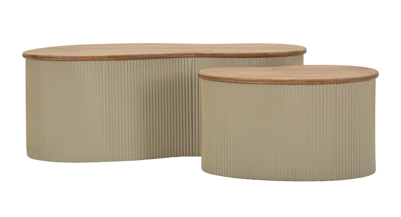 Tavolini da caffe' frankfurt coppia bianchi cm 87x53x32-50x35x28