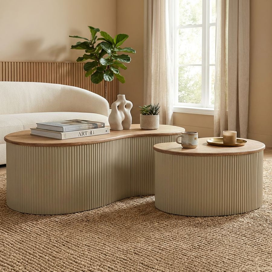 Tavolini da caffe' frankfurt coppia bianchi cm 87x53x32-50x35x28
