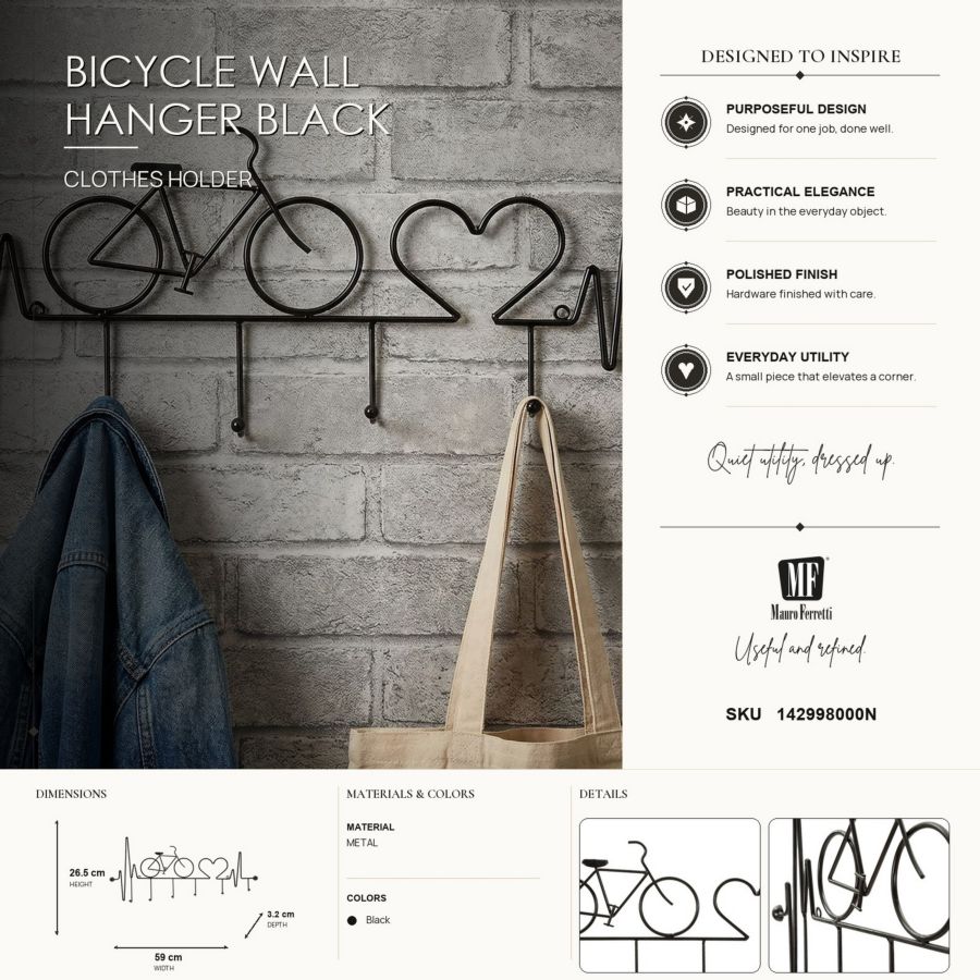 App/abiti da muro bicicletta nero cm 59x3,2x26,5