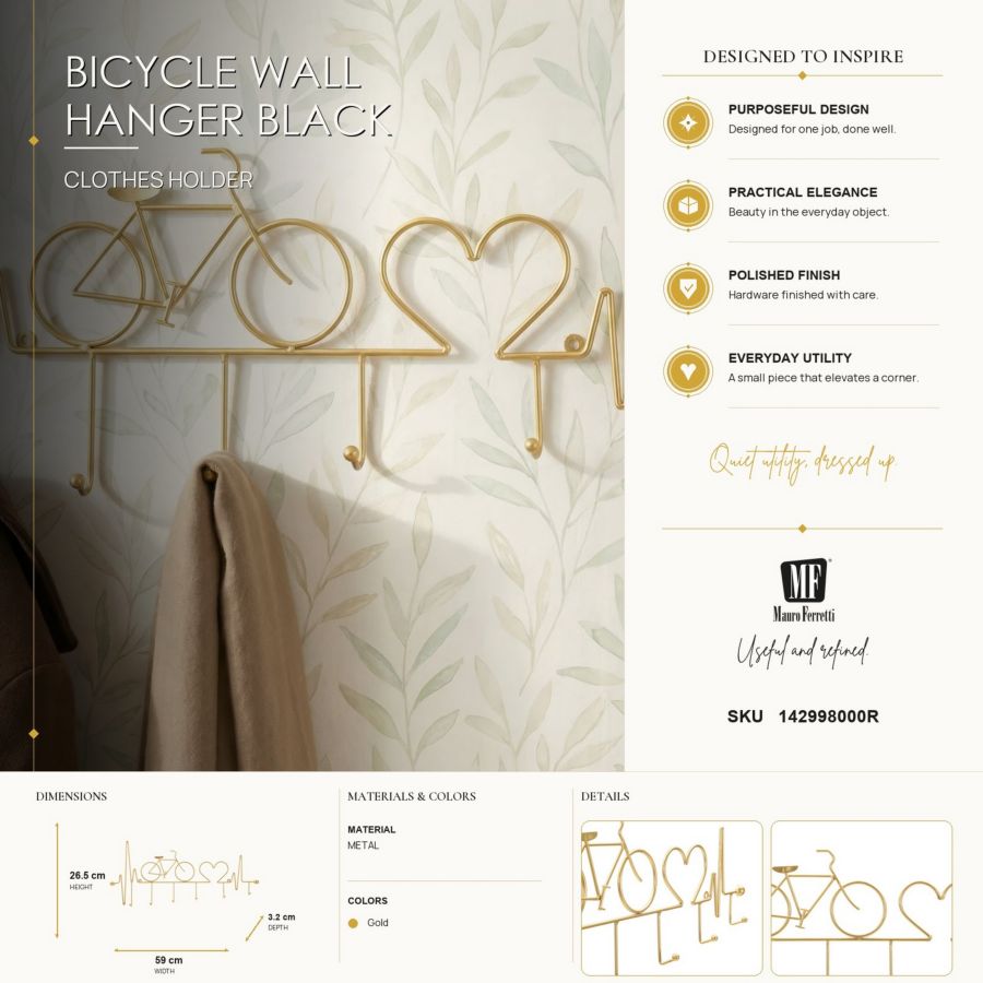 App/abiti da muro bicicletta oro cm 59x3,2x26,5