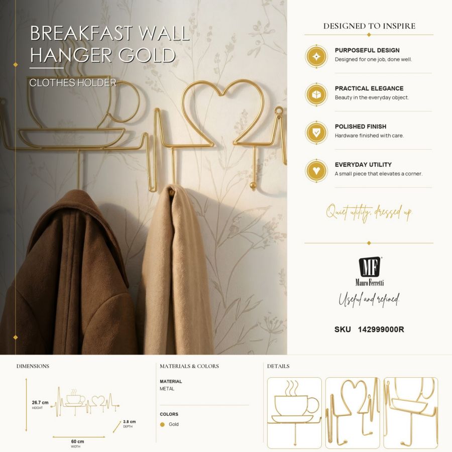 App/abiti da muro breakfast oro cm 60x3,8x26,7