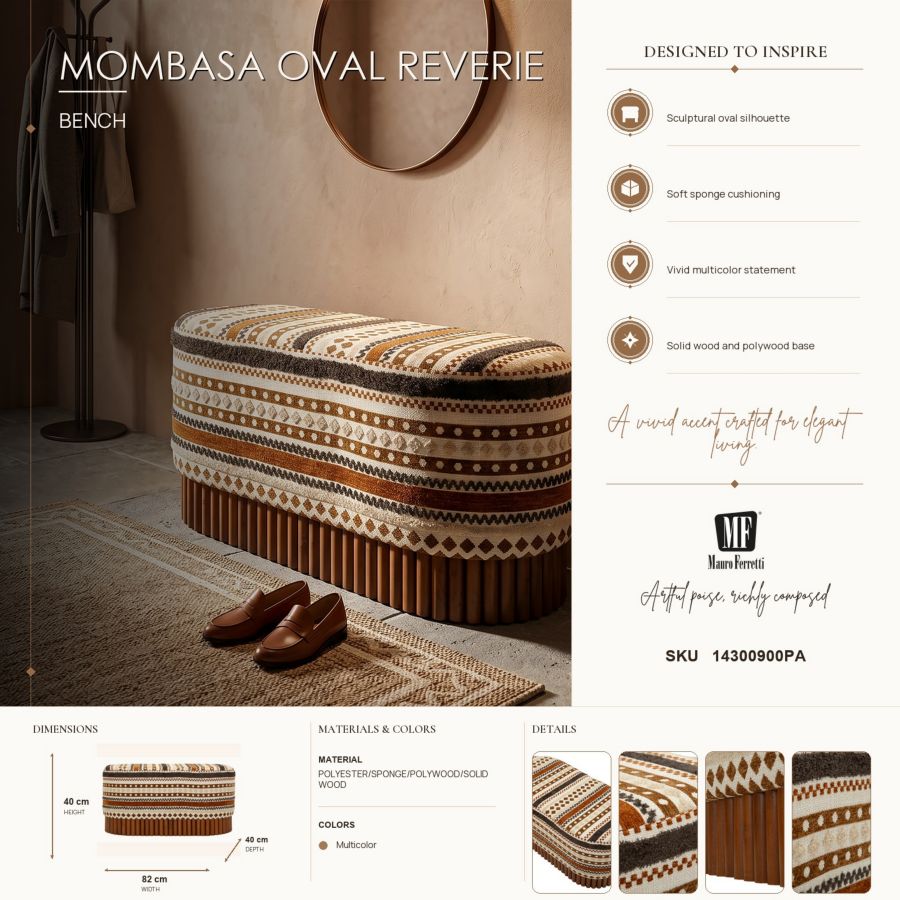 Panca mombasa oval cm 82x40x40
