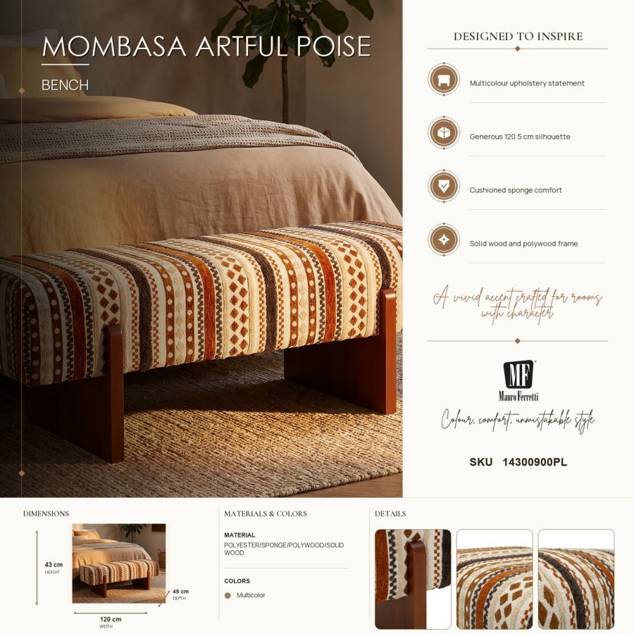 Panca mombasa cm 120,5x45x43
