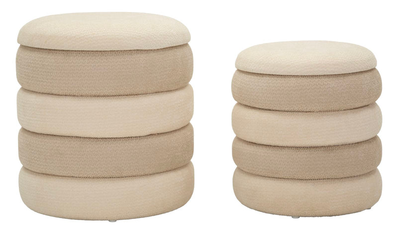 Pouf c/contenitore warsaw coppia natural cm ø 44x47-35x39
