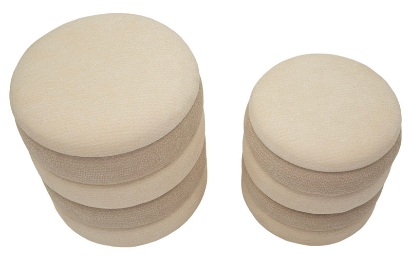 Pouf c/contenitore warsaw coppia natural cm ø 44x47-35x39