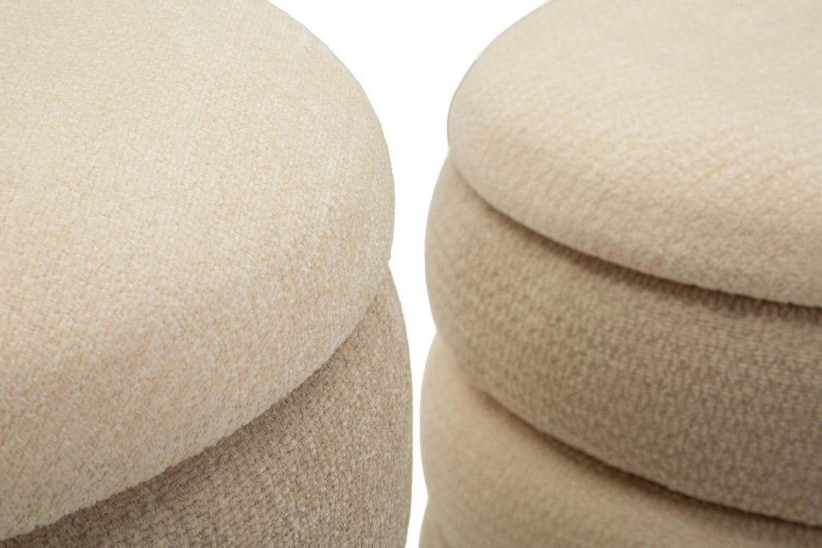 Pouf c/contenitore warsaw coppia natural cm ø 44x47-35x39
