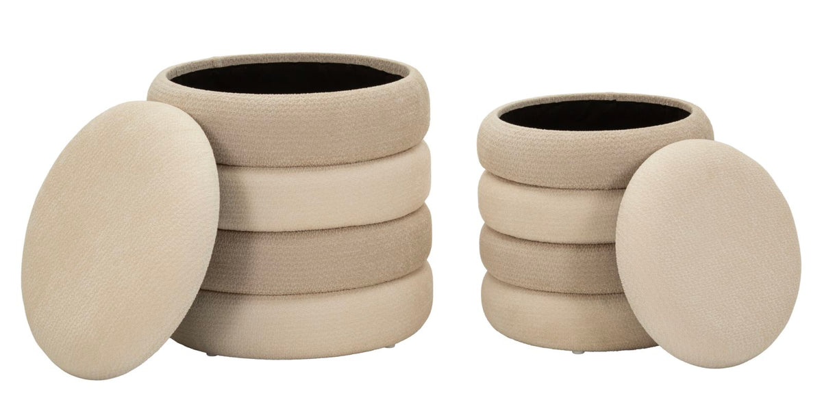 Pouf c/contenitore warsaw coppia natural cm ø 44x47-35x39