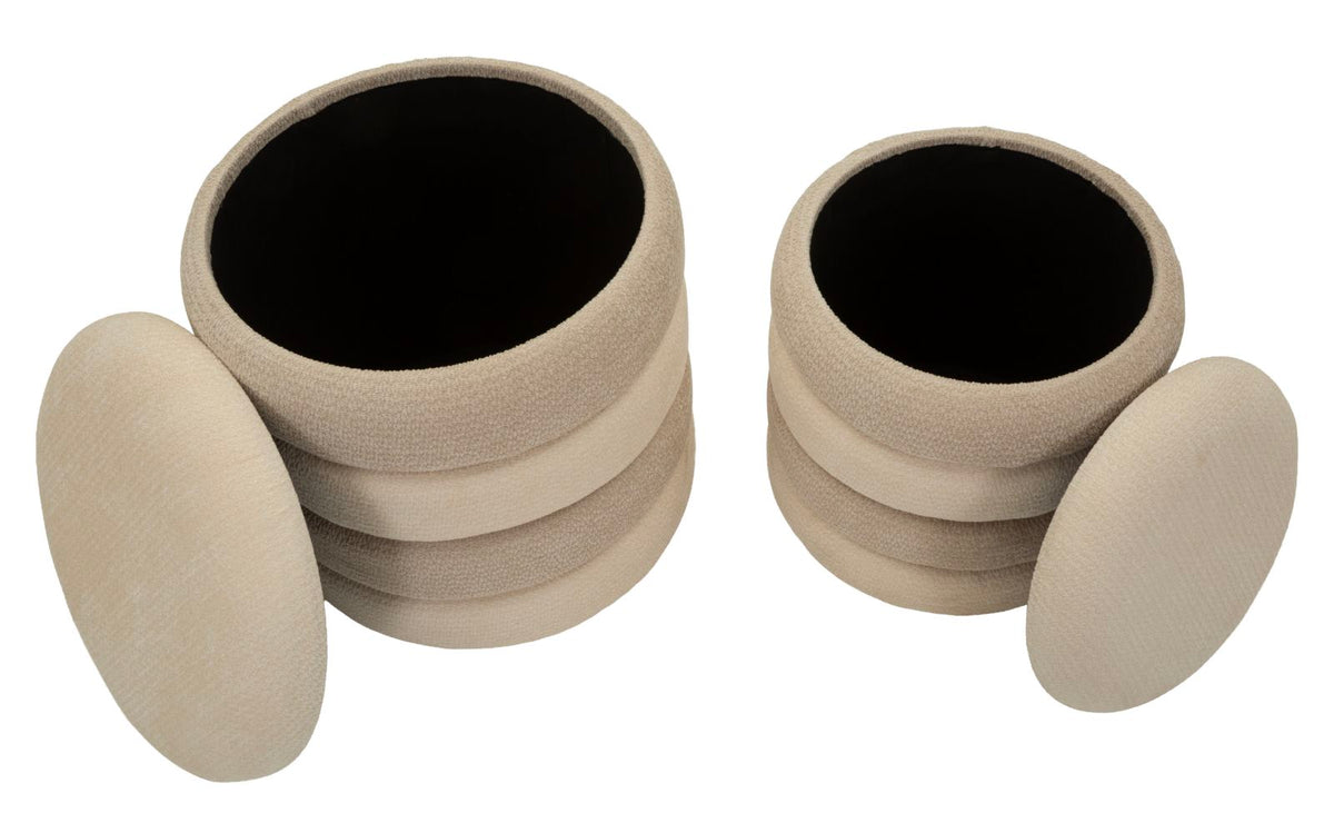 Pouf c/contenitore warsaw coppia natural cm ø 44x47-35x39