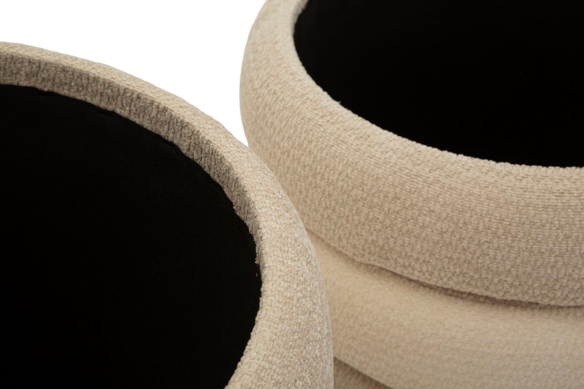 Pouf c/contenitore warsaw coppia natural cm ø 44x47-35x39