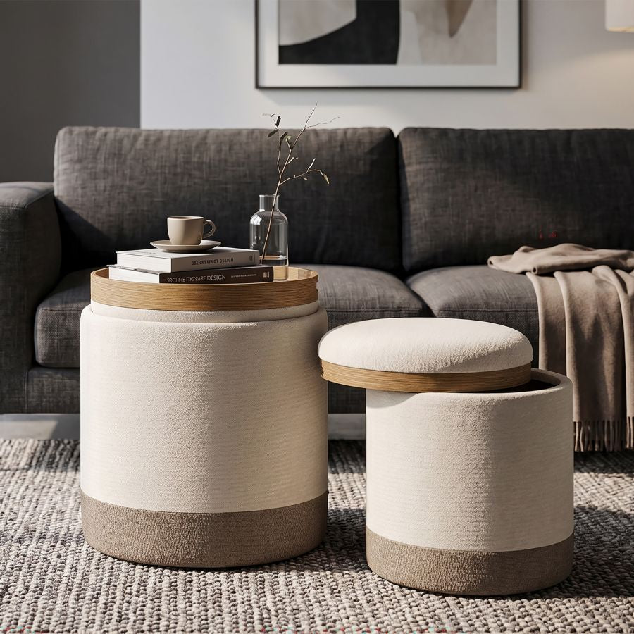 Pouf c/contenitore&vassoio ankara coppia cm ø 40x47-34x40