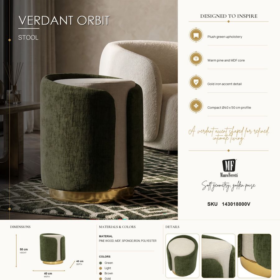 Pouf space verde cm ø 40x50