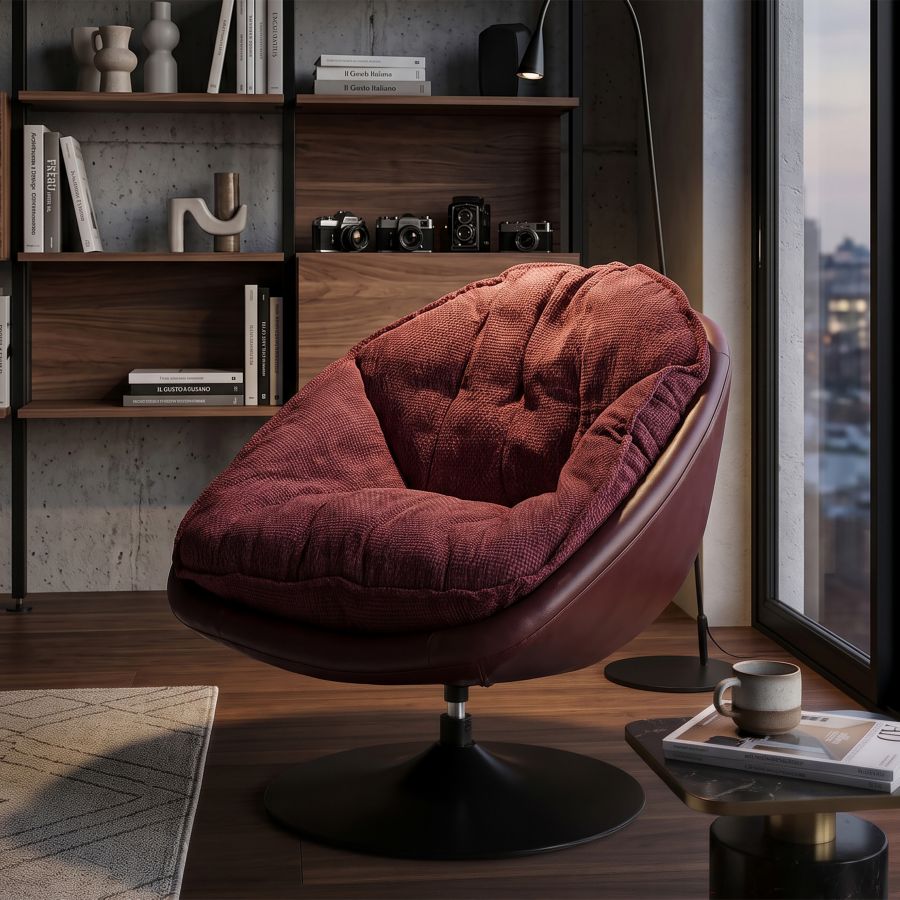 Mauro Ferretti Poltrona Dortmund Bordeaux 78 x 78 x 84 cm