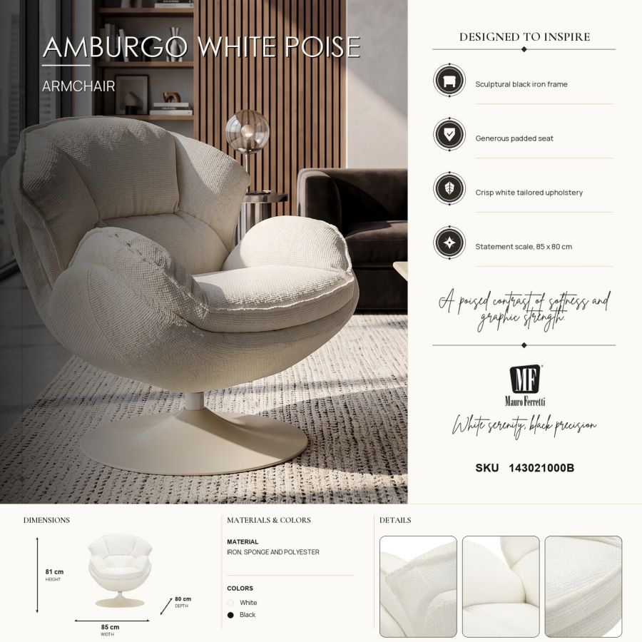 Poltrona amburgo bianca cm 85x80x81
