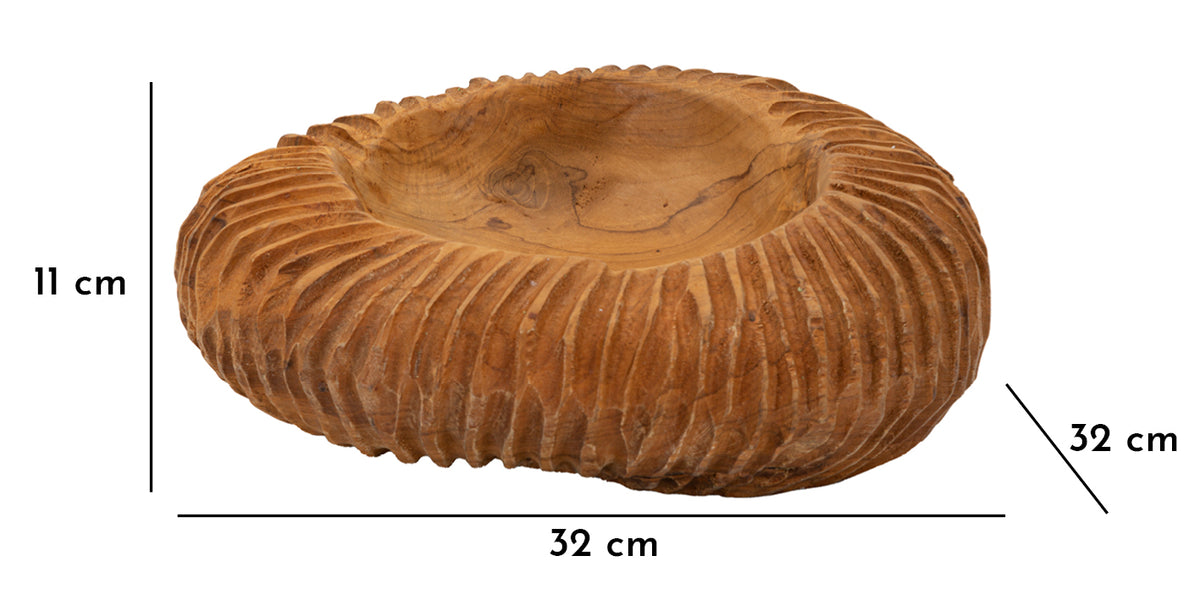 Mauro Ferretti Svuotatasche Garit in Teak Riciclato Ø 32 x 11 cm (pezzi Unici - Non Rip. in Serie)