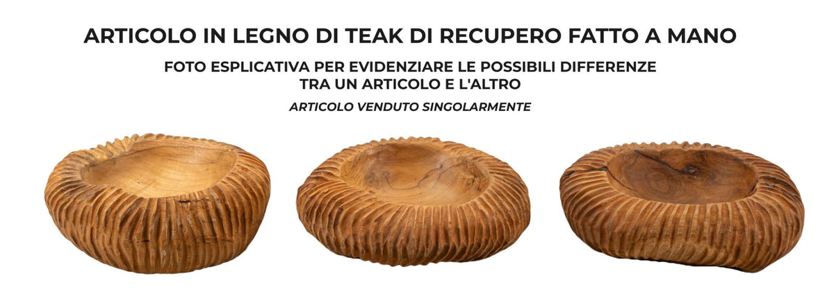 Mauro Ferretti Svuotatasche Garit in Teak Riciclato Ø 32 x 11 cm (pezzi Unici - Non Rip. in Serie)