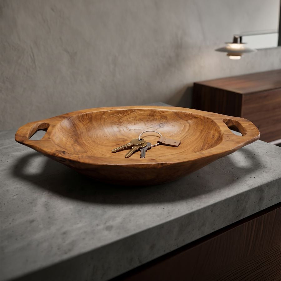 Mauro Ferretti Svuotatasche Wan in Teak Riciclato 37 x 26,5 x 7 cm (pezzi Unici - Non Rip. in Serie)