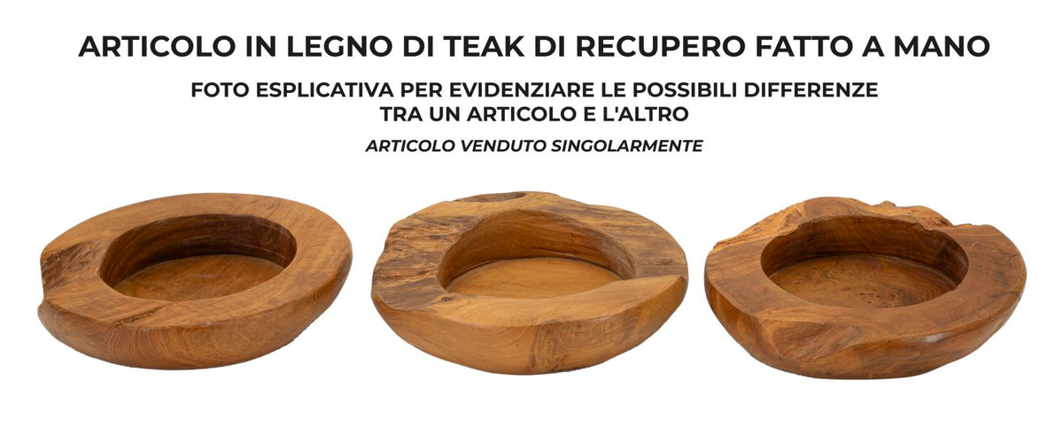 Mauro Ferretti Svuotatasche Erusi in Teak Ric. Ø 20 x 6 cm (pezzi Unici - Non Rip. in Serie)
