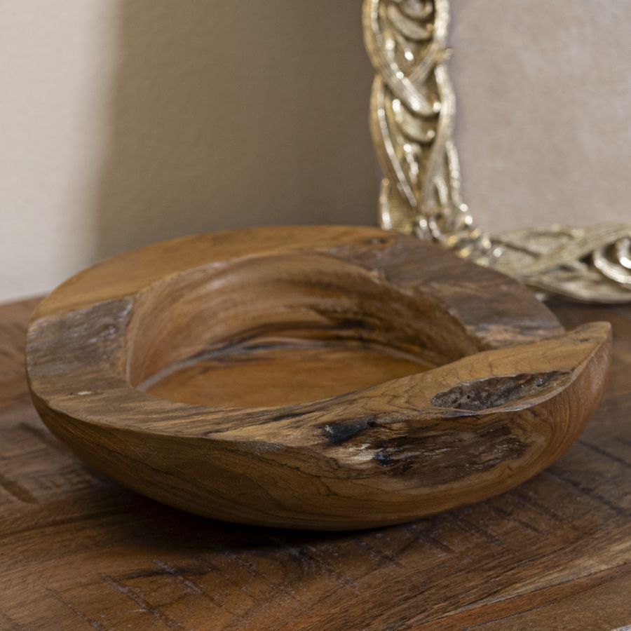 Mauro Ferretti Svuotatasche Erusi in Teak Ric. Ø 20 x 6 cm (pezzi Unici - Non Rip. in Serie)