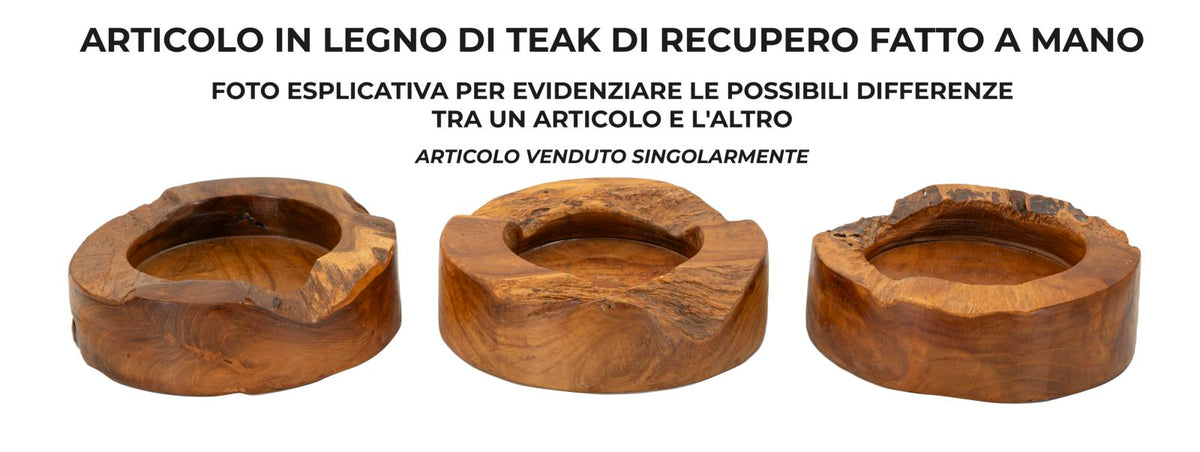 Mauro Ferretti Svuotatasche Erusi Plus in Teak Ric. Ø 21 x 6 cm (pezzi Unici - Non Rip. in Serie)