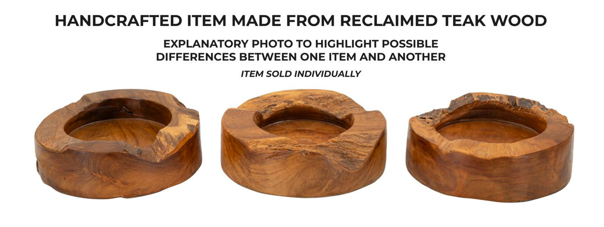 Mauro Ferretti Svuotatasche Erusi Plus in Teak Ric. Ø 21 x 6 cm (pezzi Unici - Non Rip. in Serie)