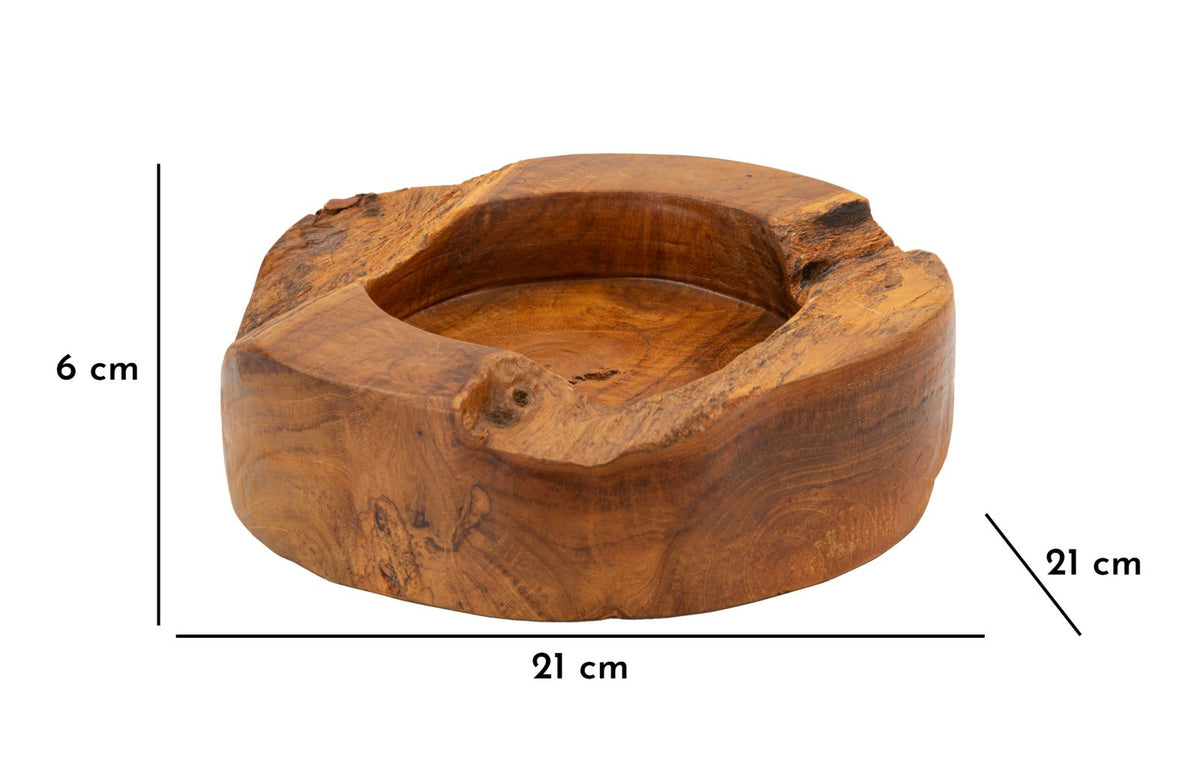 Mauro Ferretti Svuotatasche Erusi Plus in Teak Ric. Ø 21 x 6 cm (pezzi Unici - Non Rip. in Serie)