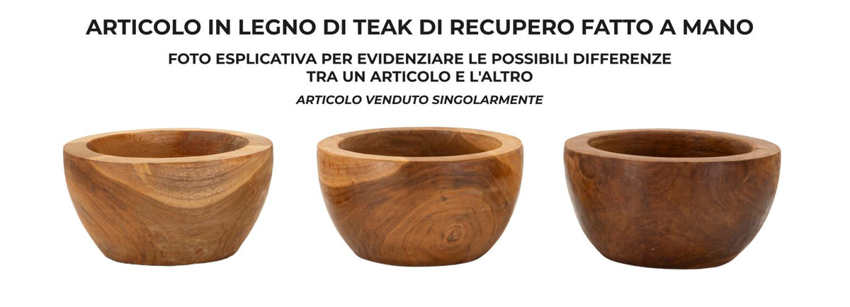 Mauro Ferretti Svuotatasche Erusi Simple in Teak Ric. Ø15 x 9,5 cm (pezzi Unici-non Rip.in Serie)