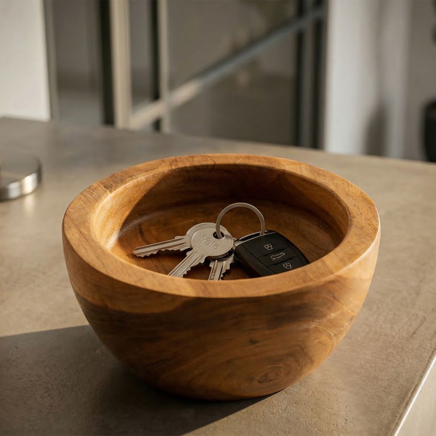 Mauro Ferretti Svuotatasche Erusi Simple in Teak Ric. Ø15 x 9,5 cm (pezzi Unici-non Rip.in Serie)