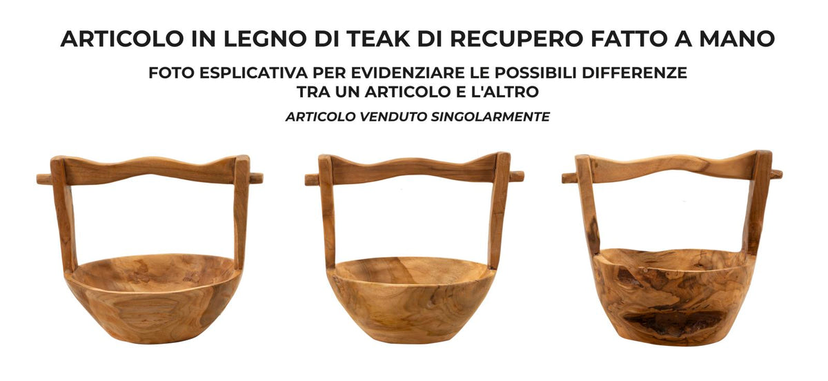 Mauro Ferretti Svuotatasche Timbo in Teak Riciclato 32 x 25 x 27 cm (pezzi Unici - Non Rip. in Serie)