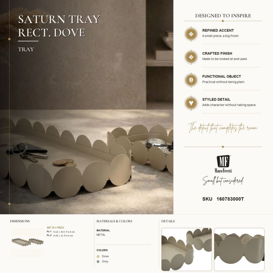 S/tasche saturno rett. tortora coppia cm 40x16,5x4,5-29x12x4,5