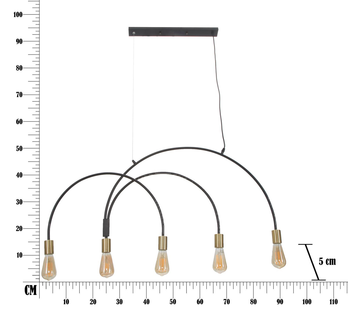 Mauro Ferretti Lampadario Darky M 104 x 5 x 50 cm
