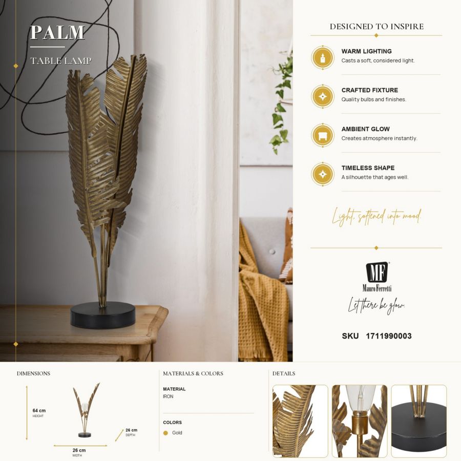 Mauro Ferretti Lampada da Tavolo Palm Ø 26 x 65 cm