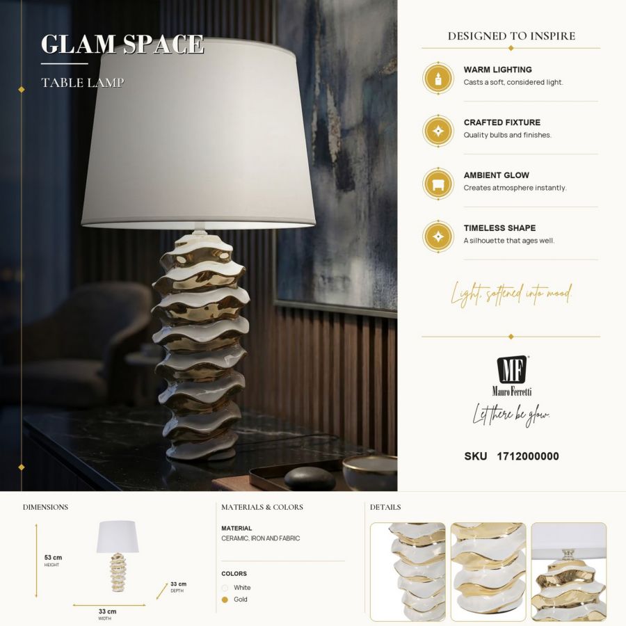 Mauro Ferretti Lampada da Tavolo Glam Space Ø 33 x 53 cm