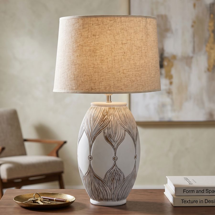 Mauro Ferretti Lampada da Tavolo Resina Ovale Atene Ø 38 x 67 cm